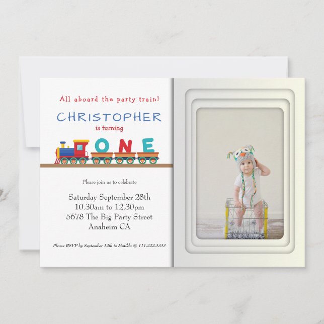 Fotomall för inbjudan till första födelsedagsparti (Framsida)