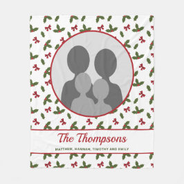 Fotomall för julholly och Anpassningsbar Bows Fleecefilt