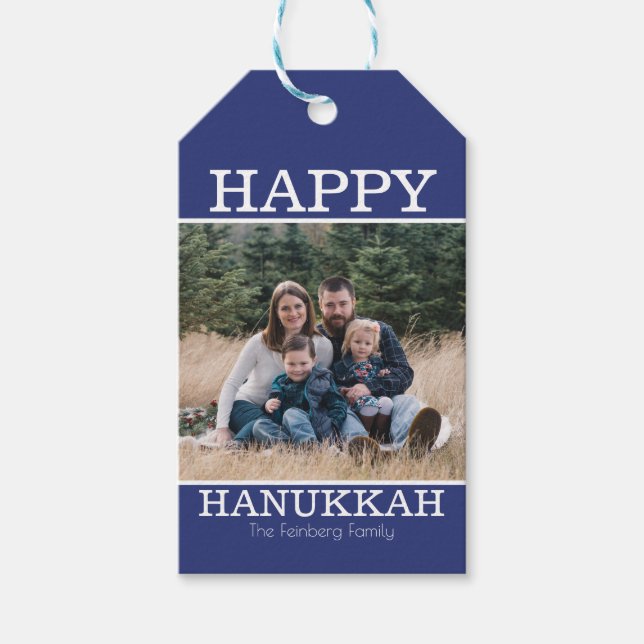 Fotomall för lycklig Hanukkah Presentetikett (Framsidan)