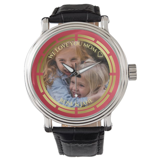 Fotomall för meddelande om Red Rosa Guld Kärlek Ra Armbandsur (Framsida)