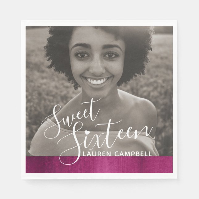 Fotomall för modern sweet sixteen av röd rosa pappersservett (Framsidan)