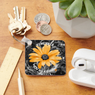 Fotomall för orange Färg Stänk African Daisy Nyckelring