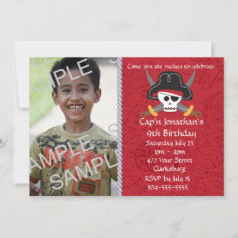 Fotomall för Pirat skull födelsedag Inbjudningar