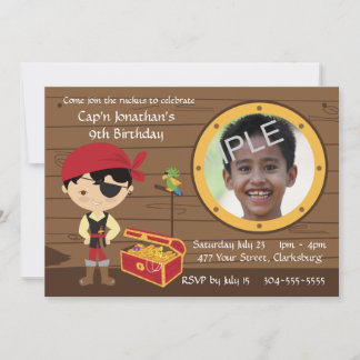 Fotomall för Pirat skull födelsedag Inbjudningar