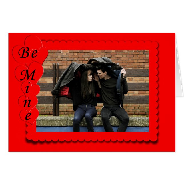 Fotomall för Retro Red Heart Ram Anpassningsbar Hälsningskort (Framsidan Horizontal)