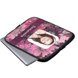 Fotomall för rosa blommigt laptop fodral