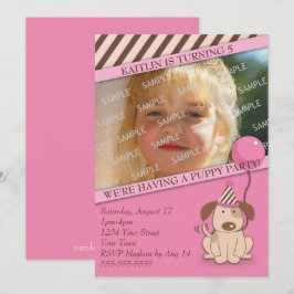 Fotomall för Rosa Puppy Party Inbjudningar