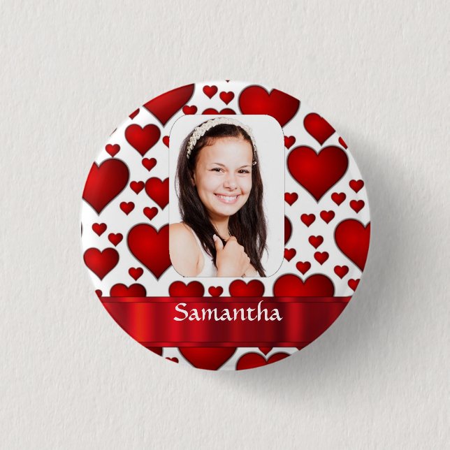 Fotomall för rött hjärta knapp (Framsida)