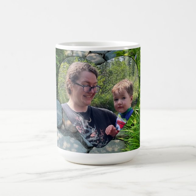 Fotomall för solbelyst träd med vackert skogsfoto kaffemugg (Center)