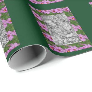 Fotomall för söt Rosa Cosmos Flowers Presentpapper