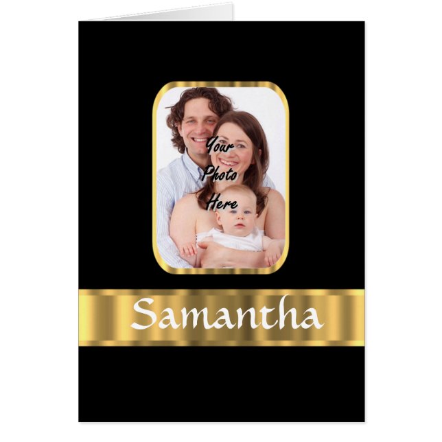Fotomall för svart och guld hälsningskort (Framsidan)