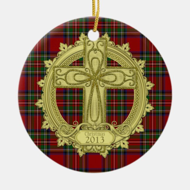 Fotomall för Tartan Celtic Kor jul-Julafton Julgransprydnad Keramik (Framsidan)