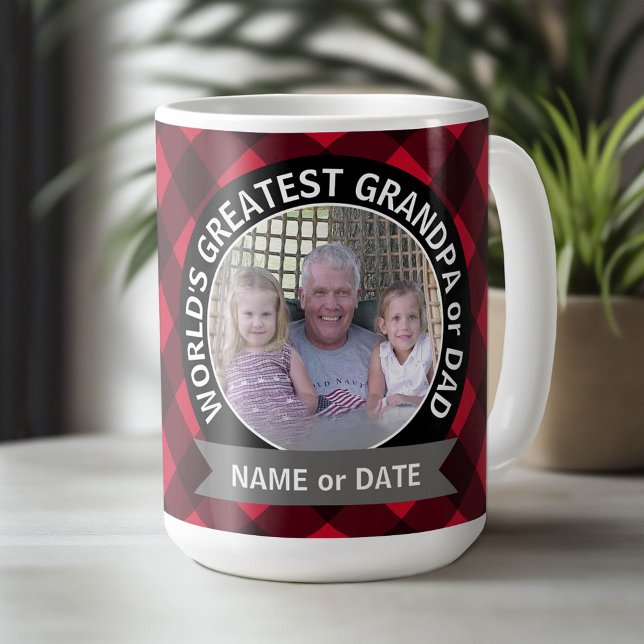 Fotomall för världsmästare Pappa Grandpa Anpassnin Kaffemugg (Custom Mug)