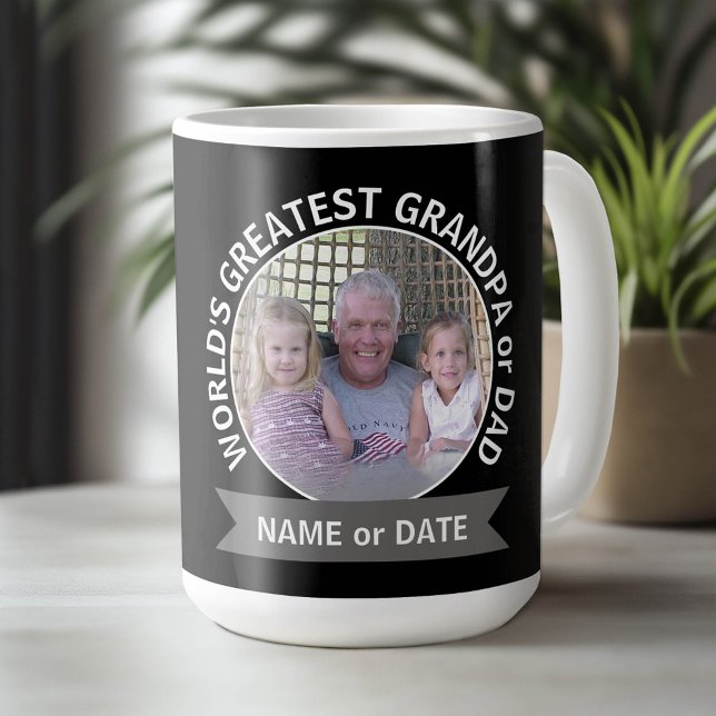 Fotomall för världsmästare Pappa Grandpa Anpassnin Kaffemugg (Custom Mug)