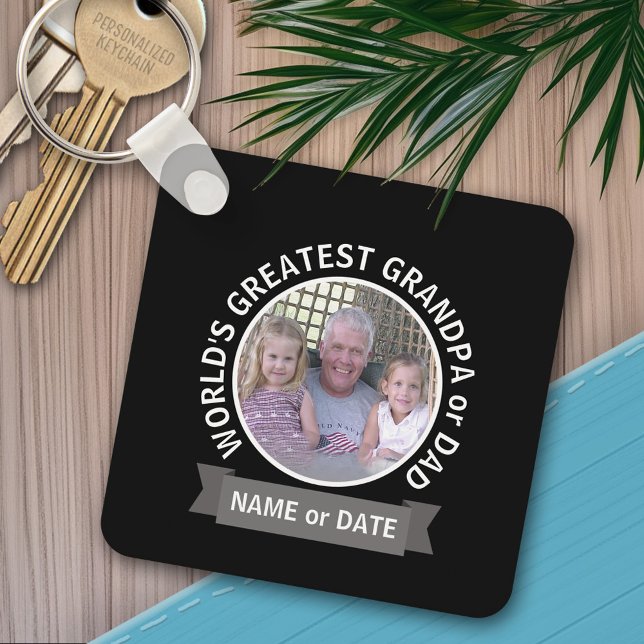 Fotomall för världsmästare Pappa Grandpa Anpassnin Nyckelring (Personalized keychain - add a photo and name)