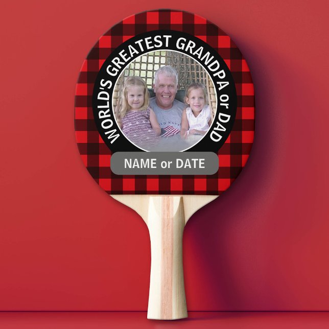 Fotomall för världsmästare Pappa Grandpa Anpassnin Pingisracket (Custom Ping Pong Paddle for Dad)