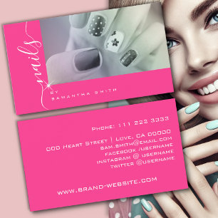 Fotomall Girly Rosa Elegant Calligraphy-teckensnit Visitkort