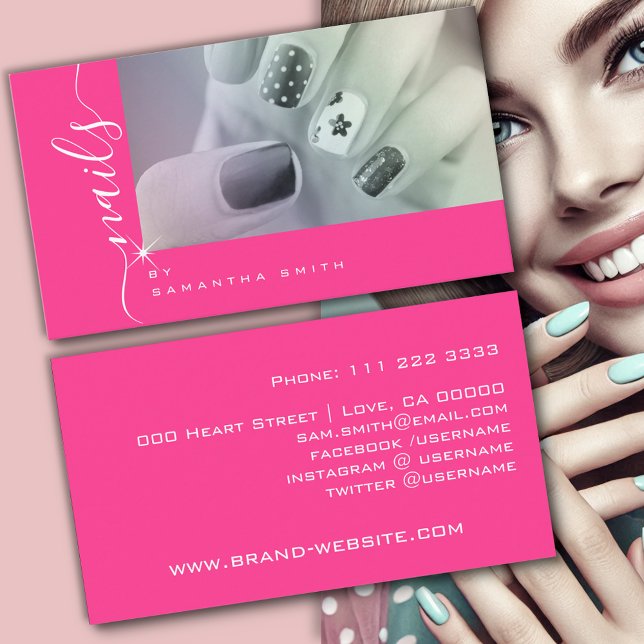 Fotomall Girly Rosa Elegant Calligraphy-teckensnit Visitkort (Skapare uppladdad)