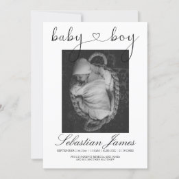 Fotomall Heart Typography Nyfödd bebis Boy Meddelande