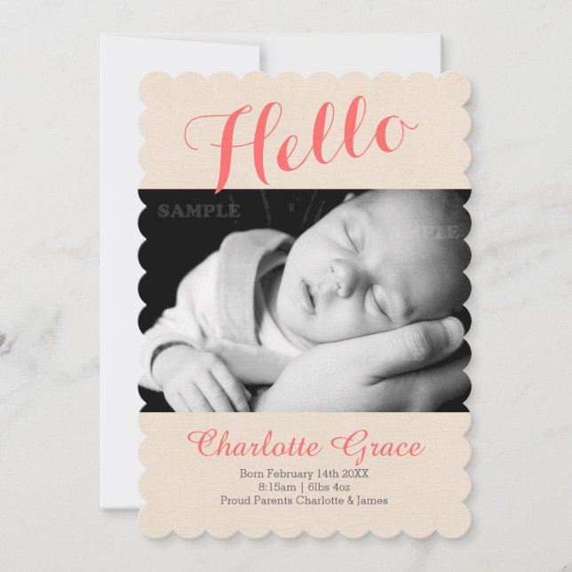Fotomall hej Nyfödd bebis Meddelande (Framsida)