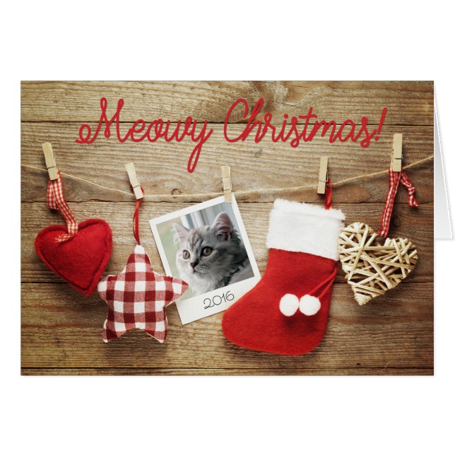 Fotomall Meowy jul! Kort (Framsidan Horizontal)