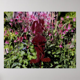 Fotomålning av Blomsterträdgård av rostade kaniner Poster