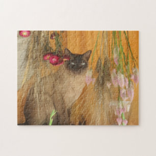 Fotomålning av torkade blommor av siamesisk katt pussel