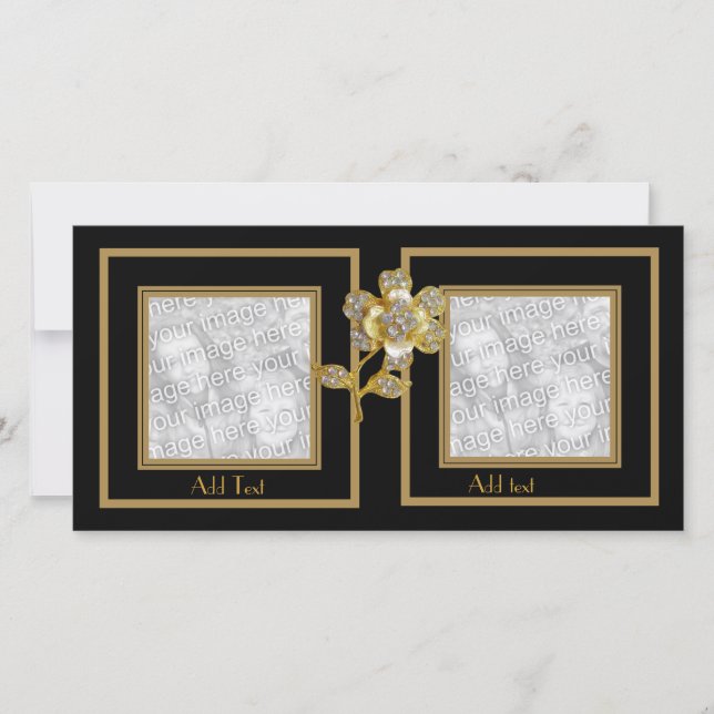 Fotomärke Svart Guld Blomma Dubbel Ram (Framsida)