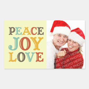 Fotomärkning för brev-blocket Peace JOY KÄRLEK Rektangulärt Klistermärke