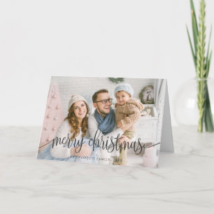 Fotomatningskort för elegant Jultext   Svart Helgkort