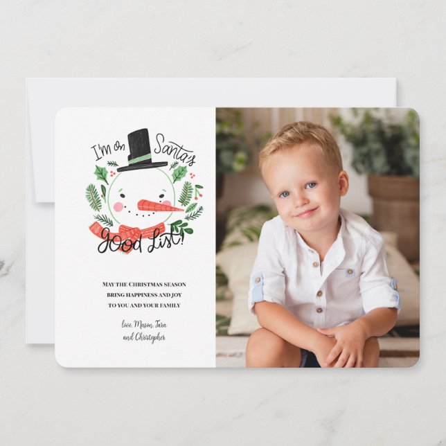Fotomatningskort för Santa's Bra List Julkort (Framsida)