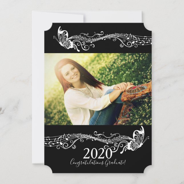 Fotomeddelande för Butterfly Music Student Inbjudningar (Framsida)