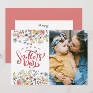 Fotomeddelande för mors dag Vår Blommigt Mamma Julkort