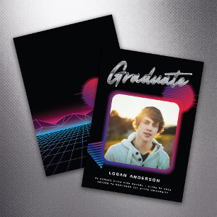 Fotomeddelande för Retro 80:s nya våg Studenten Inbjudningar