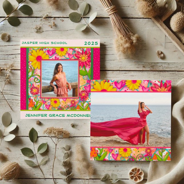 Fotomeddelande för Styish Blommigt Studenten Anpas Inbjudningar (Skapare uppladdad)