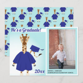 Fotomeddelande från Giraffe Gult Brown Studenten Inbjudningar