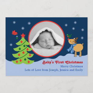 Fotomeddelande från jul i Baby Inbjudningar