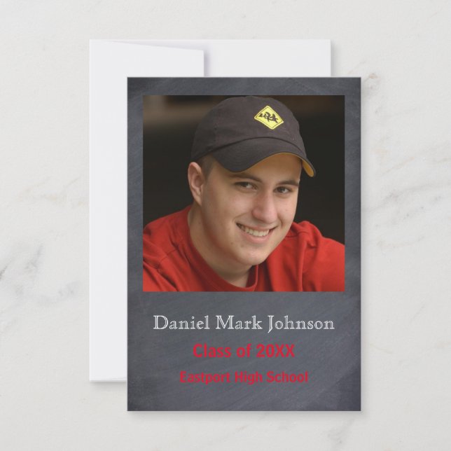 Fotomeddelande - Lodrät 3 x 5 Studenten Inbjudningar (Framsida)