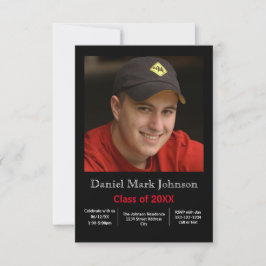 Fotomeddelande - Lodrät 3 x 5 Studenten Inbjudningar