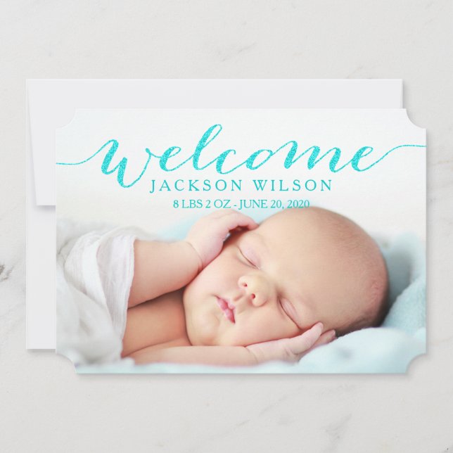 Fotomeddelande om Aqua Modern Baby Meddelande (Framsida)