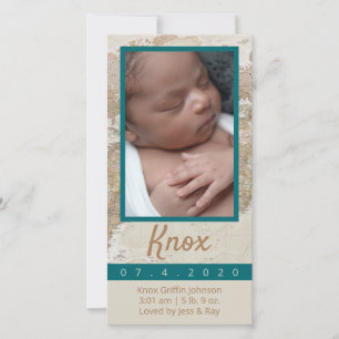 Fotomeddelande om äventyr Baby Tack Kort