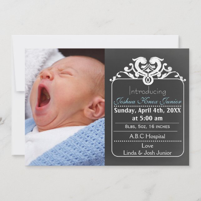 Fotomeddelande om blått nyfödd bebis meddelande (Framsida)