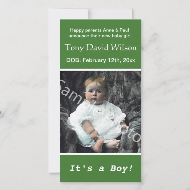 Fotomeddelande om födsel i baby. lägg till foto meddelande (Framsida)