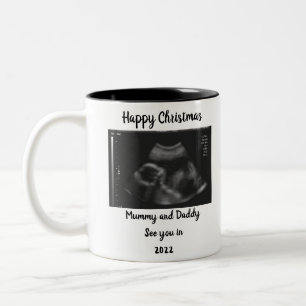 fotomeddelande om Gravid som väntar överordnad 2 Två-Tonad Mugg
