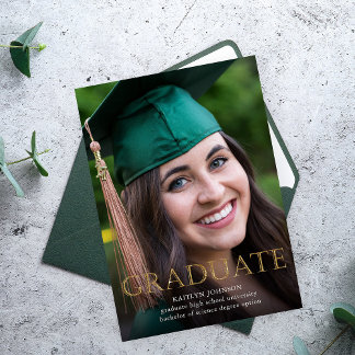Fotomeddelande om guld Student Inbjudningar