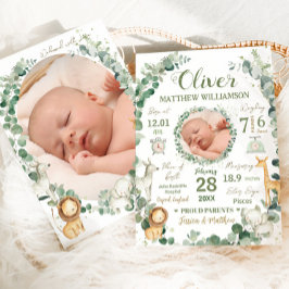 Fotomeddelande om jungle Animals Baby Birth Stats