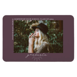 Fotomeddelande om Line Art Lila Studenten Magnet