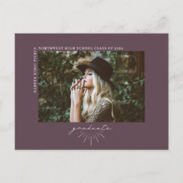 Fotomeddelande om Line Art Mörk Lila Student  Vykort