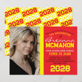 Fotomeddelande om Red & Gult Studenten Inbjudningar