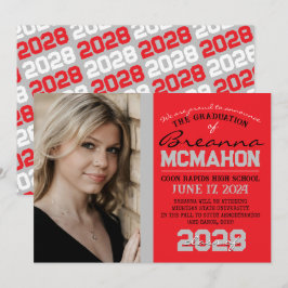 Fotomeddelande om Red & Silver Studenten Inbjudningar